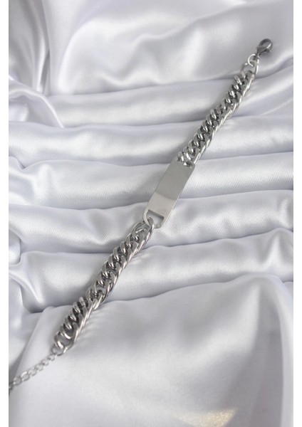 Bfs 316L Çelik Gümüş Renk Isim Yazılabilir Plaka Model Kadın Bileklik fiyatları