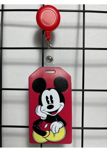 Mickey Kırmızı Dik Yaka Kart Kılıfı Yoyo Set