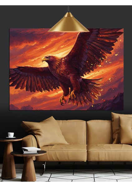 Kartal Uçuş Siyah Gök Dekoratif Kanvas - Mdf Ahşap Tablo modelleri