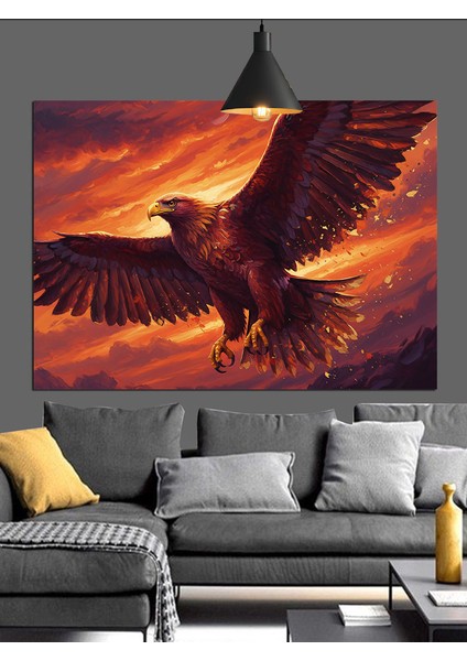 Kartal Uçuş Siyah Gök Dekoratif Kanvas - Mdf Ahşap Tablo fırsatları