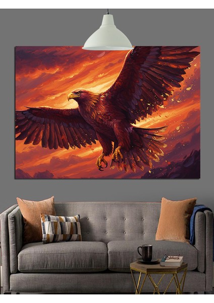 Kartal Uçuş Siyah Gök Dekoratif Kanvas - Mdf Ahşap Tablo indirimleri