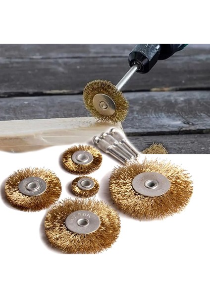 Tel Matkap Hobi Fırça 5+3 Pim 8 Parça Set Tel Fırça Seti Matkap Ucu Tel Fırça Pas Kir Boya Temizleme