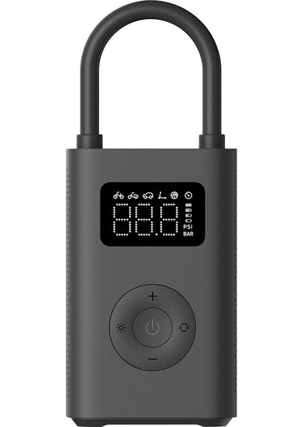 Taşınabilir Elektrikli Hava Kompresörü 2 - Taşınabilir Hava Kompresörü (0,2 10,3 BAR/3-150 Psi, 6 Mod, 2000 Mah Pil, 14,4 Wh, Usb-C Şarj, LED Ekran), Siyah (Es Versiyonu)