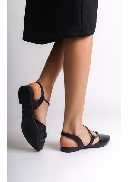 Hannah Lastikli Ortopedik Rahat Taban Taş Detaylı Kadın Babet Ayakkabı Cst - Siyah fiyatları