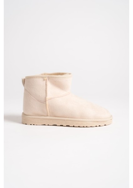 Jolıe Bağcıksız Düz Taban Içi Kürklü Kısa Süet Kadın Bot Skt - Krem indirimleri