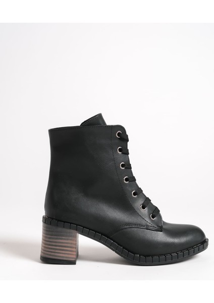 Dıana Bağcıklı Fermuarlı Ortopedik Taban Topuklu Kadın Bot Cst - Siyah indirimleri