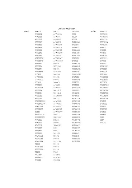 Uyumlu Fırın Kapak Contası, Finlux, Regal, Vestfrost, Seg ile Uyumlu modelleri