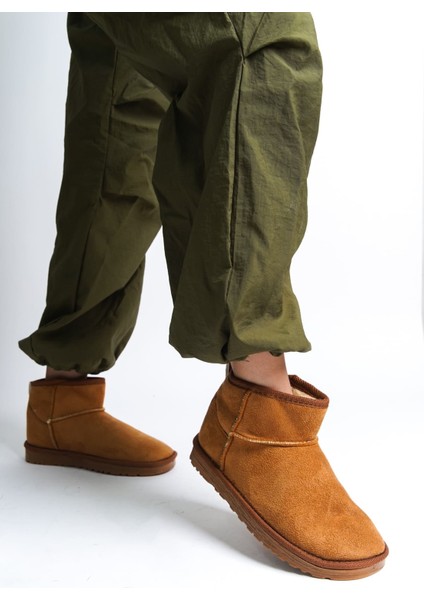 Jolıe Bağcıksız Düz Taban Içi Kürklü Kısa Süet Kadın Bot Stt - Taba fiyatları