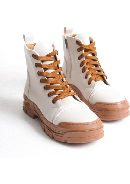 Bloom Bağcıklı Fermuarlı Ortopedik Taban Kadın Bot Ctt - Krem fırsatları