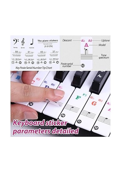 Piyano Klavye Çıkartması, Piyano Klavyesi, Çıkartma, Piyano Notaları, Çıkartma, Çıkarılabilir, 88/61/54/49 Tuşlu, Klavye, Yeni Başlayanlar Için, Renkli Notalar, Çıkartma, Piyano Tuşları Çıkartma fırsatları