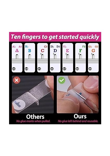 Piyano Klavye Çıkartması, Piyano Klavyesi, Çıkartma, Piyano Notaları, Çıkartma, Çıkarılabilir, 88/61/54/49 Tuşlu, Klavye, Yeni Başlayanlar Için, Renkli Notalar, Çıkartma, Piyano Tuşları Çıkartma indirimleri