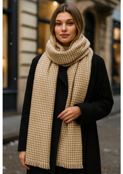 Kadın Kazayağı Desenli Atkı