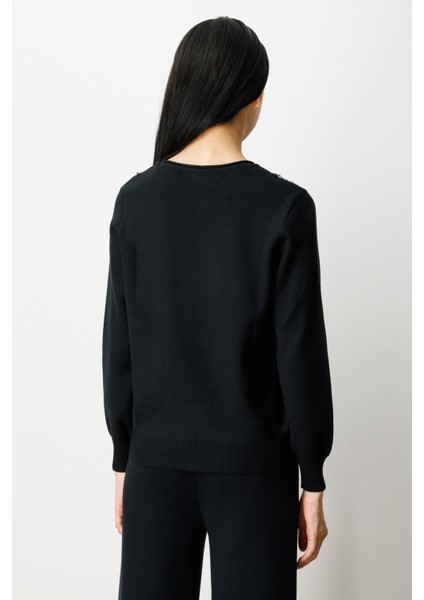 Kadın Sıfır Yaka Püskül Detaylı Triko Kazak 65306 Siyah fırsatları