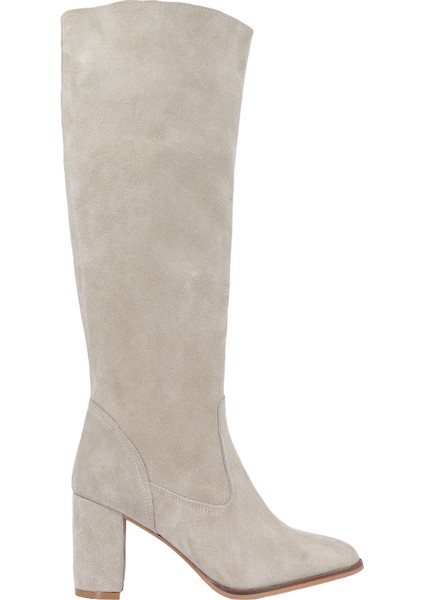 Hobby 26081S Hakiki Süet Deri Kadın Topuklu Çizme