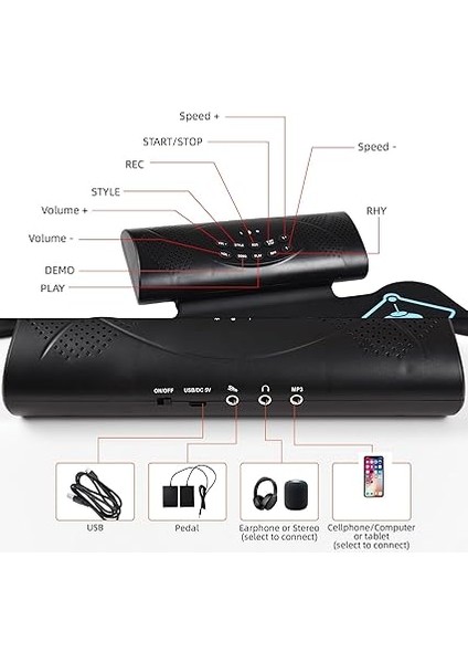 Elektronik Davul Seti El Rulo Davul Seti Vurmalı Çalgı 9 Ped Bt Sopalarla Harici Ayak Pedalı Mıdı Arayüzü Hoparlör Tatil Doğum Günü Hediyesi Renkli Uygulama Pedi Bateri Seti fiyatları