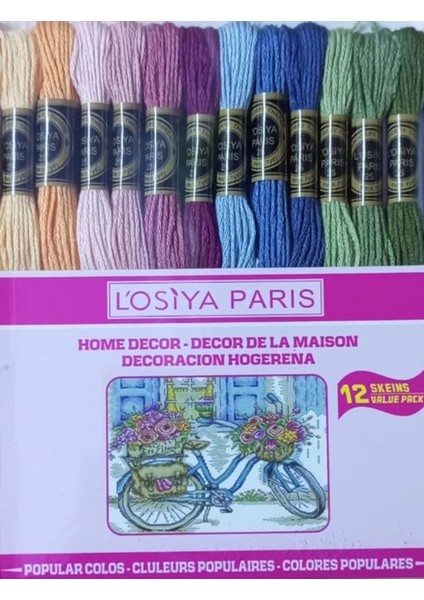 Losiya Paris 12 Li Renk Muline Ip Seti Etamin Ipi Kanaviçe Ipi Seti