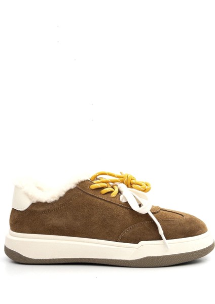 25K372-2 Kadın Süet Deri Içi Kürklü Sneaker Ayakkabı