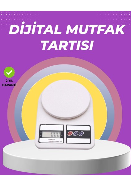 Beyaz Plastik Dijital Mutfak Tartısı – 24X16.8X1.5CM