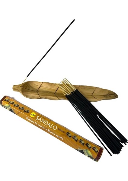 5052 El Yapımı Doğal Tik Ağacı Yaprak Model Ahşap Tütsülük - 20'li Tütsü Hediyeli fiyatları