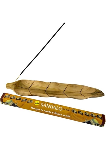 5052 El Yapımı Doğal Tik Ağacı Yaprak Model Ahşap Tütsülük - 20'li Tütsü Hediyeli fırsatları