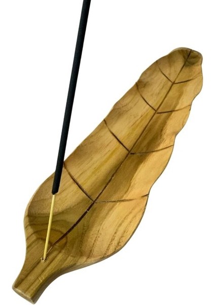 5052 El Yapımı Doğal Tik Ağacı Yaprak Model Ahşap Tütsülük - 20'li Tütsü Hediyeli indirimleri