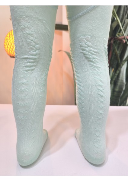 Kız Bebek Çocuk Külotlu Çorap Pamuklu Terletmez Canlı Renkler Kendinden Dokulu Su Yeşili Tekli modelleri