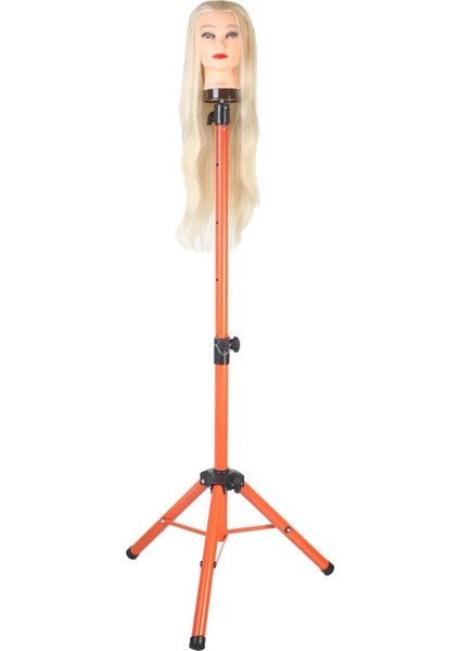Kuaför Eğitim Mankeni Için Metal Tripod - Turuncu + Taşıma Çantası fiyatları