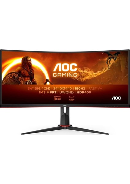 CU34G2XP/BK 34" 1 Ms Wqhd Curved 180 Hz Oyuncu Monitörü Teşhir