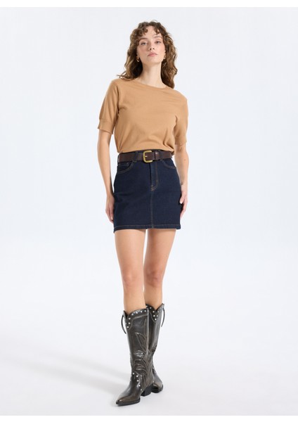 Bisiklet Yaka Basic Düz Örgü Desenli Camel Kazak Kadın J5WL-KZK7130 fiyatları