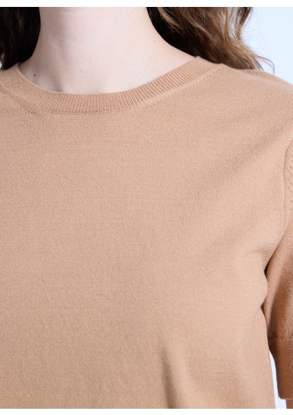 Bisiklet Yaka Basic Düz Örgü Desenli Camel Kazak Kadın J5WL-KZK7130 indirimleri