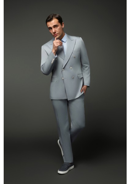 Slim Fit Dar Kesim Pamuklu Lyocell Kruvaze Takım Elbise fiyatları