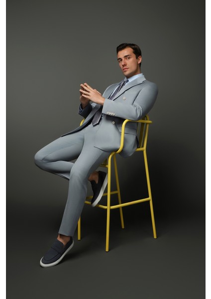 Slim Fit Dar Kesim Pamuklu Lyocell Kruvaze Takım Elbise fırsatları