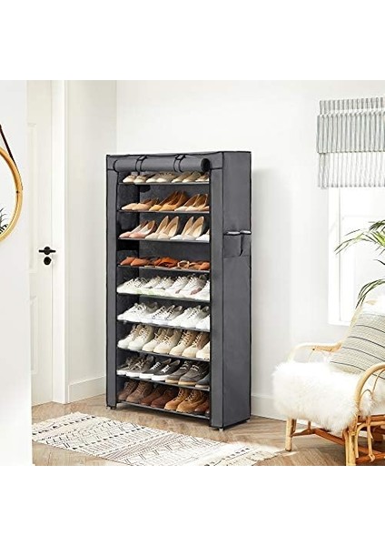 Toz Geçirmez Örtülü 10 Katlı Ayakkabı Rafı, 88X28X160 Cm, Gri, RXJ36G modelleri