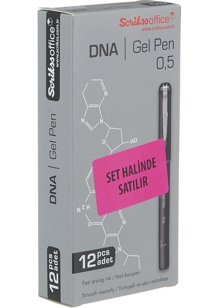 Office Dna Jel Tükenmez Kalem 12'li Ambalaj Siyah 0.5 mm