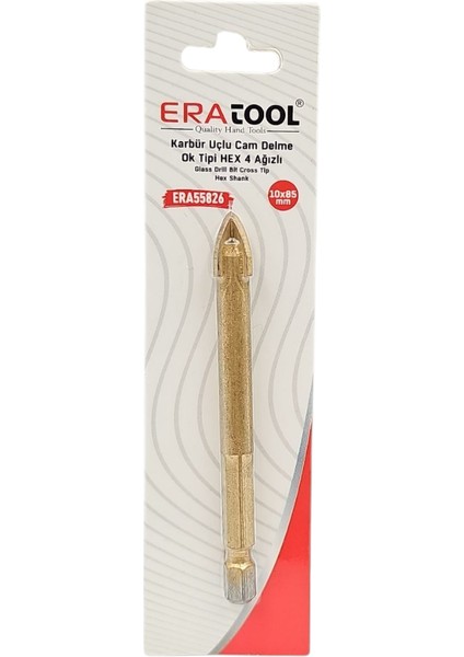 Fixonic Eratool ERA55826 10X85MM Ok Tipi 4 Ağızlı Hex Giriş Elmas Karbür Uçlu Mermer ve Seramik Delme Ucu