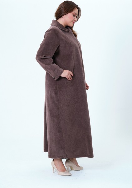 Pelinsu Kadın Büyük Beden Fok Kumaş Astarlı Tam Boy Tüylü Kaban fiyatları