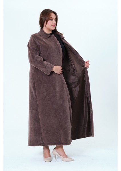 Pelinsu Kadın Büyük Beden Fok Kumaş Astarlı Tam Boy Tüylü Kaban modelleri