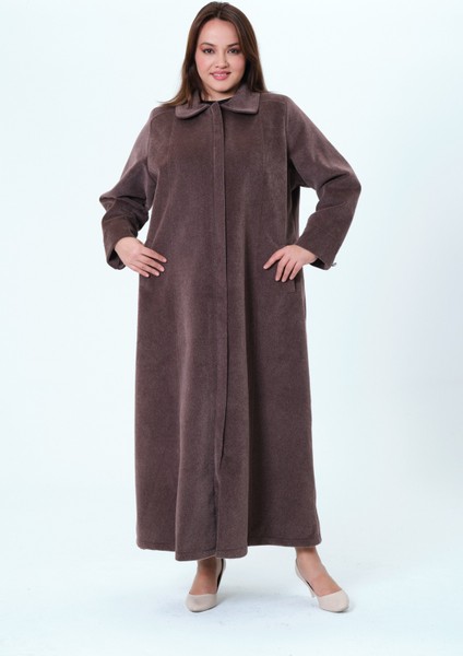 Pelinsu Kadın Büyük Beden Fok Kumaş Astarlı Tam Boy Tüylü Kaban fırsatları