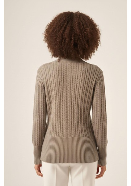 Kadın Saç Örgü Hırka Vizon 25237 fiyatları