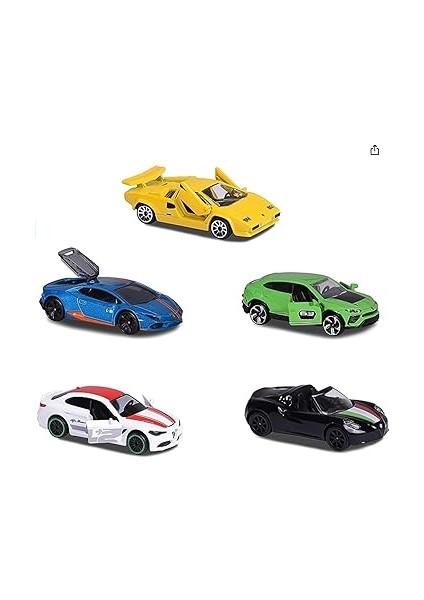 212053178, Italyan Rüyası Arabalar 5'li Hediye Seti, Die-Cast (Metal), Alfa Romeo ve Lamborghini, Lisanslı, Dream Cars Italy With 5 Cars fiyatları