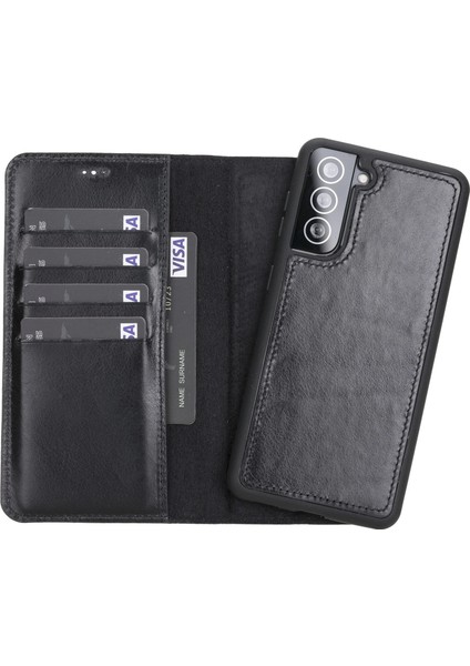 Samsung Galaxy S21 Plus Uyumlu Deri Cüzdanlı Kılıf Rst1 Siyah indirimleri