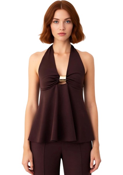 Kadın Büzgülü Halter Yaka Kolsuz Üst Özel Günler Için Şık Tasarım Kaliteli Şık Rahat Modern modelleri