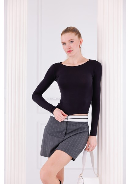 Buzzy Kumaş Uzun Kollu Kayık Yaka Bluz modelleri