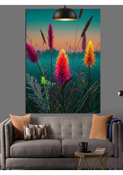 Canlı Kırmızı Çiçekler Bahçesi Detayı Dekoratif Kanvas - Mdf Ahşap Tablo