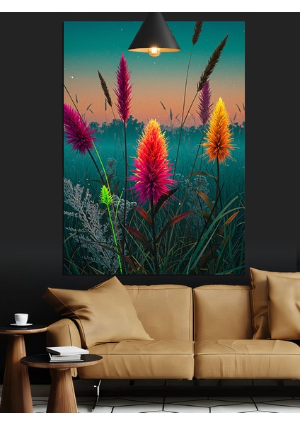 Canlı Kırmızı Çiçekler Bahçesi Detayı Dekoratif Kanvas - Mdf Ahşap Tablo modelleri