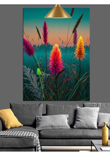 Canlı Kırmızı Çiçekler Bahçesi Detayı Dekoratif Kanvas - Mdf Ahşap Tablo fırsatları