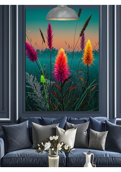 Canlı Kırmızı Çiçekler Bahçesi Detayı Dekoratif Kanvas - Mdf Ahşap Tablo indirimleri