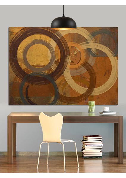 Geometrik Dairesel Desenli Arka Plan Dekoratif Kanvas - Mdf Ahşap Tablo