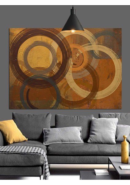 Geometrik Dairesel Desenli Arka Plan Dekoratif Kanvas - Mdf Ahşap Tablo fırsatları