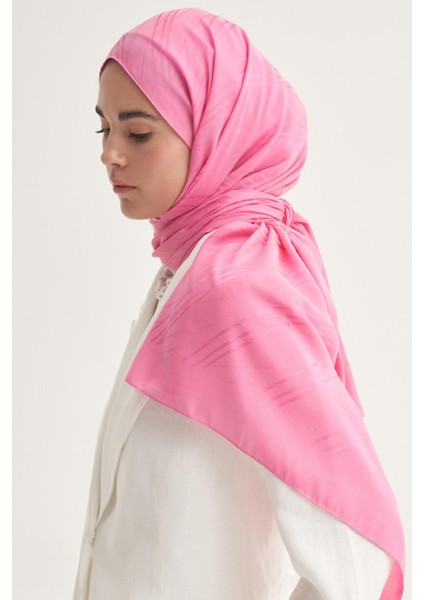 Simetrik Jakar Italyan Ipekli Şal Koyu Pembe